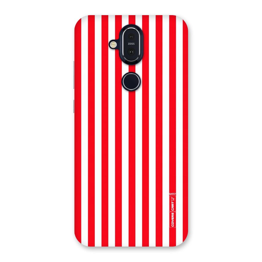 Red And White Straight Stripes Back Case for Nokia 8.1