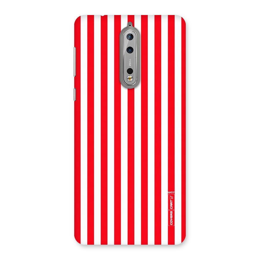 Red And White Straight Stripes Back Case for Nokia 8