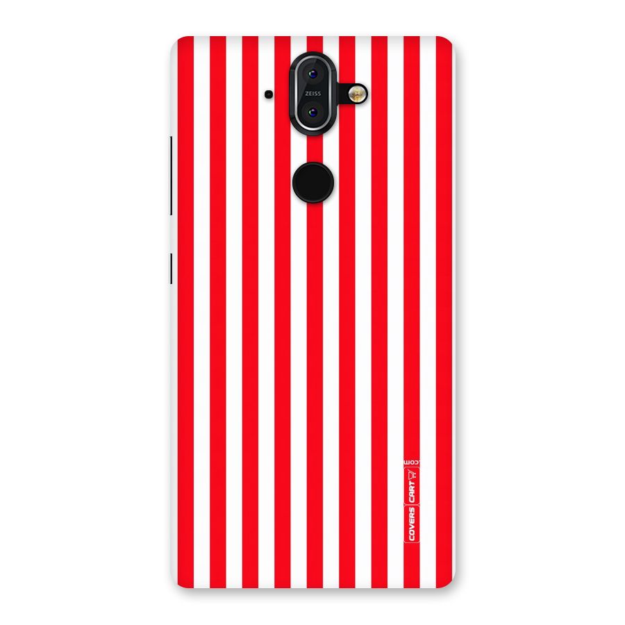 Red And White Straight Stripes Back Case for Nokia 8 Sirocco