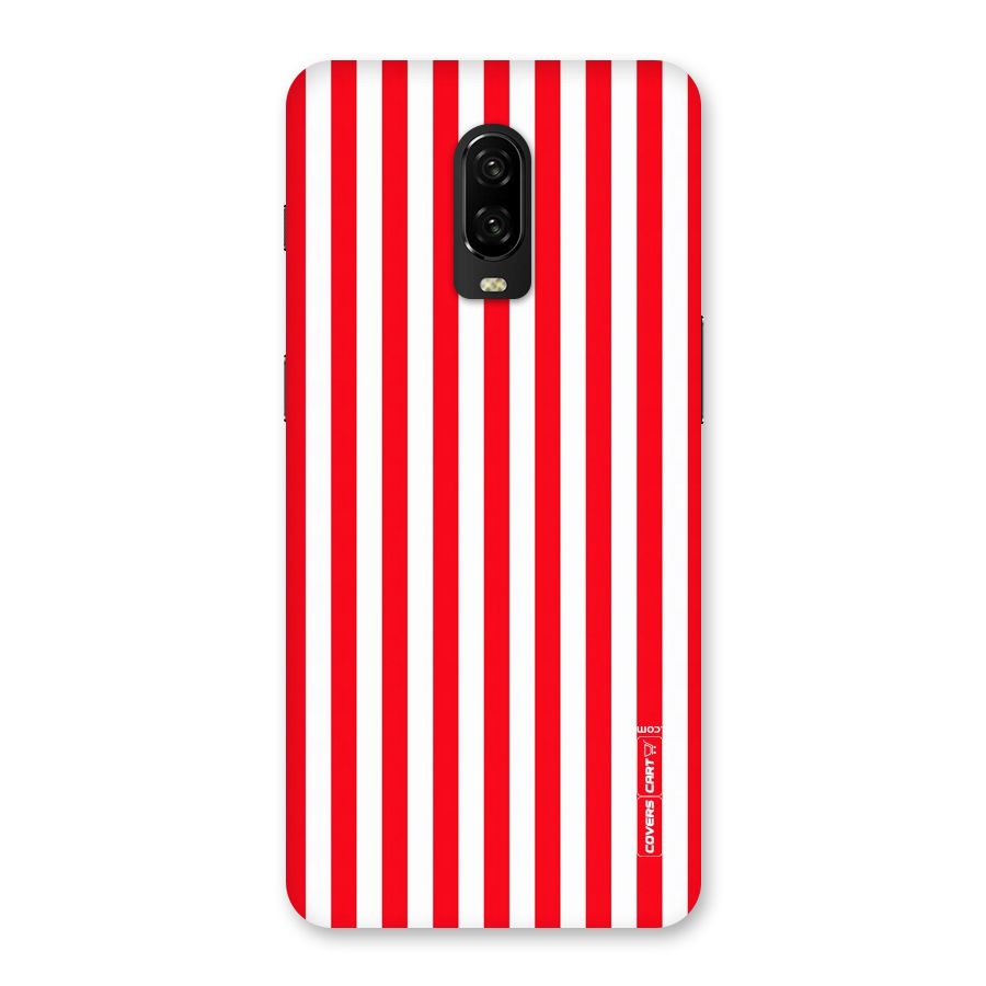 Red And White Straight Stripes Back Case for OnePlus 6T
