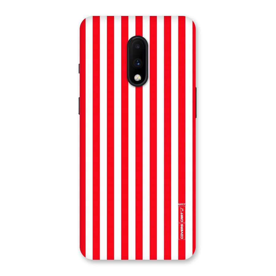 Red And White Straight Stripes Back Case for OnePlus 7