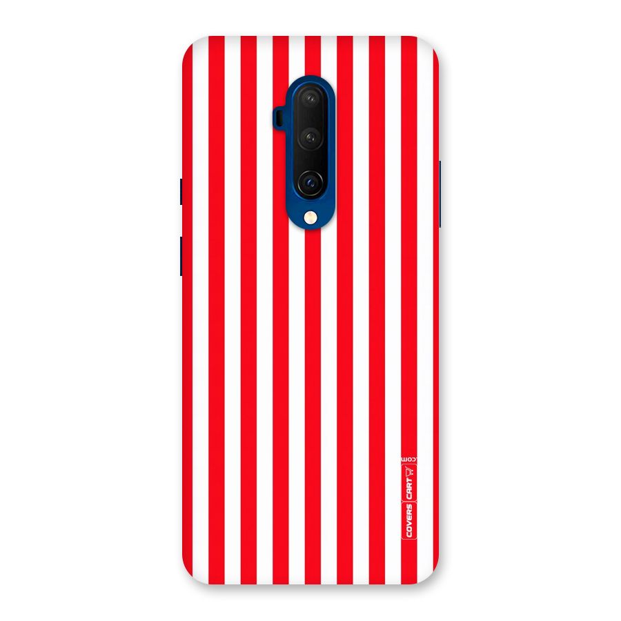 Red And White Straight Stripes Back Case for OnePlus 7T Pro