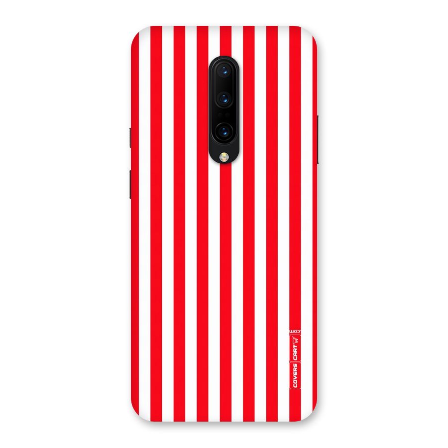 Red And White Straight Stripes Back Case for OnePlus 7 Pro