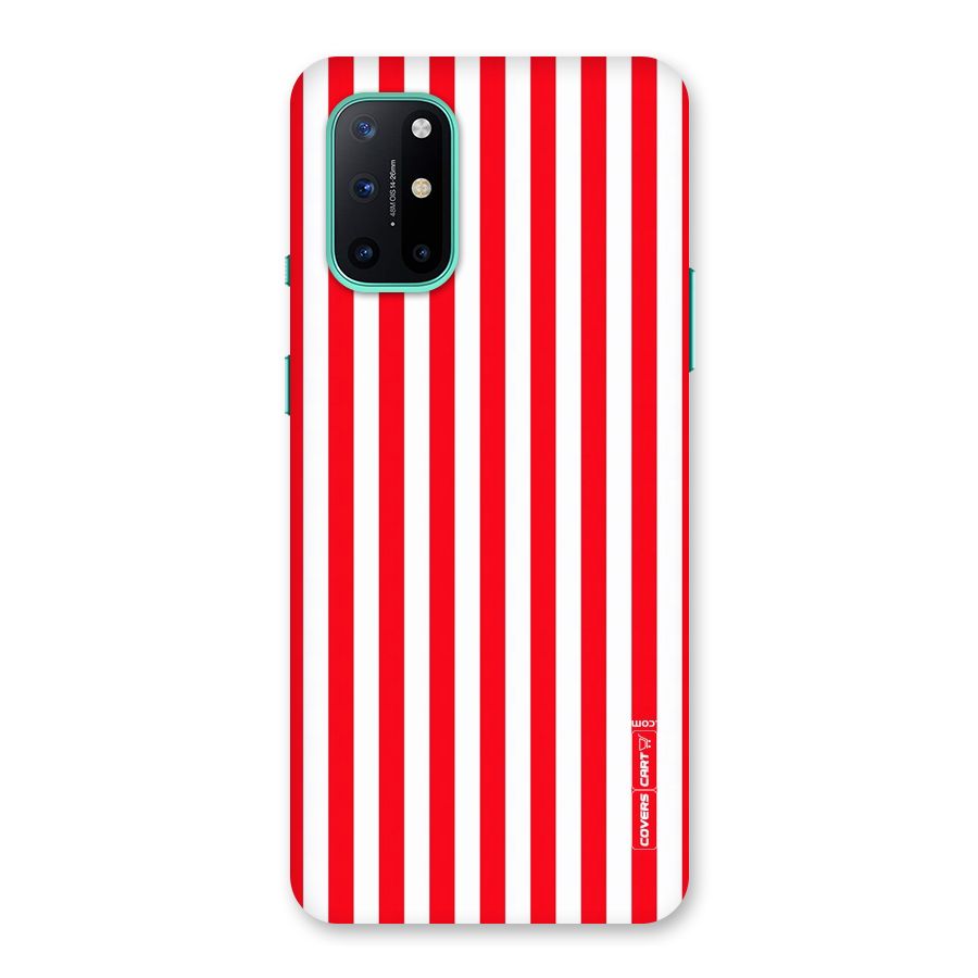 Red And White Straight Stripes Back Case for OnePlus 8T