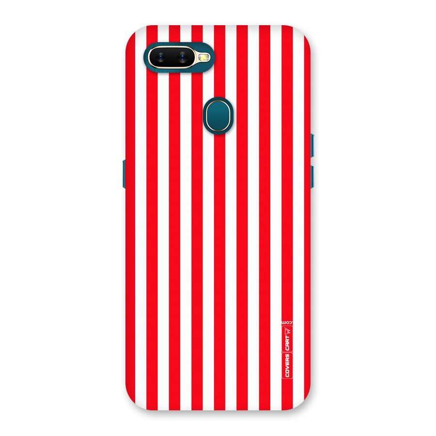 Red And White Straight Stripes Back Case for Oppo A11k