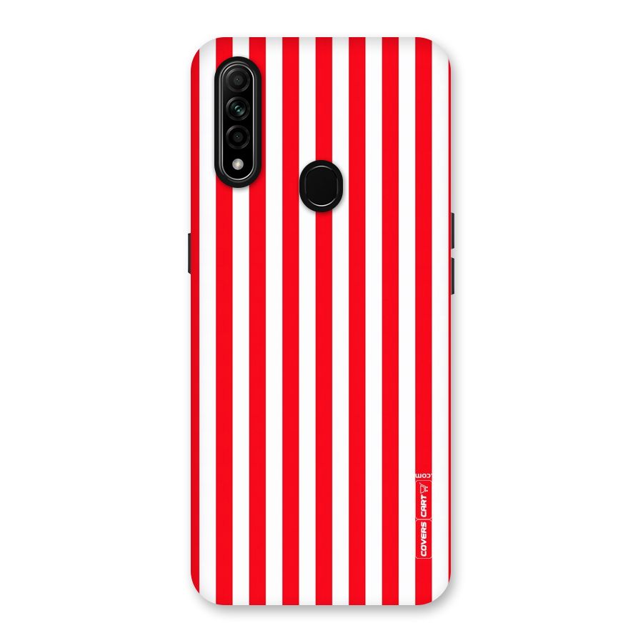 Red And White Straight Stripes Back Case for Oppo A31