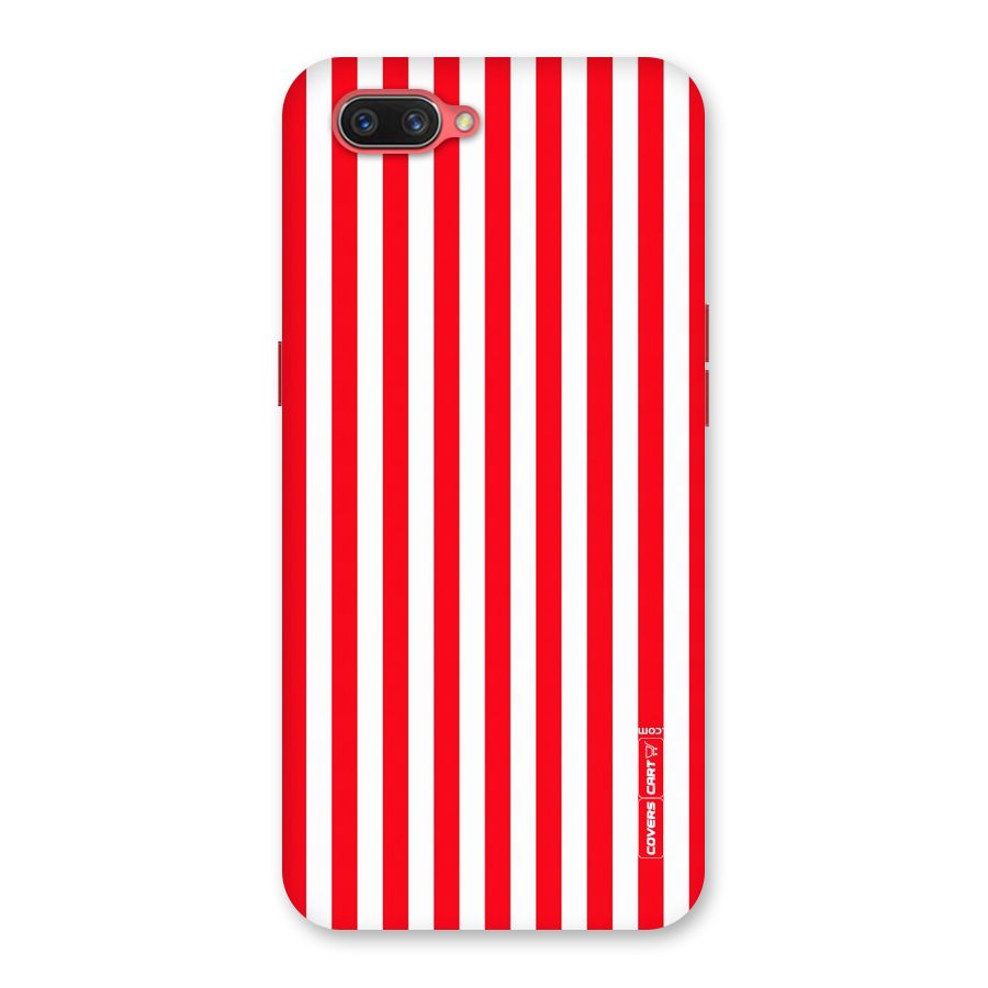 Red And White Straight Stripes Back Case for Oppo A3s