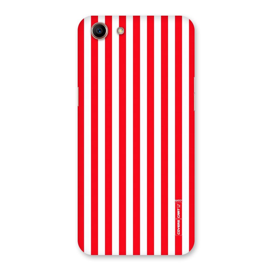 Red And White Straight Stripes Back Case for Oppo A83 (2018)
