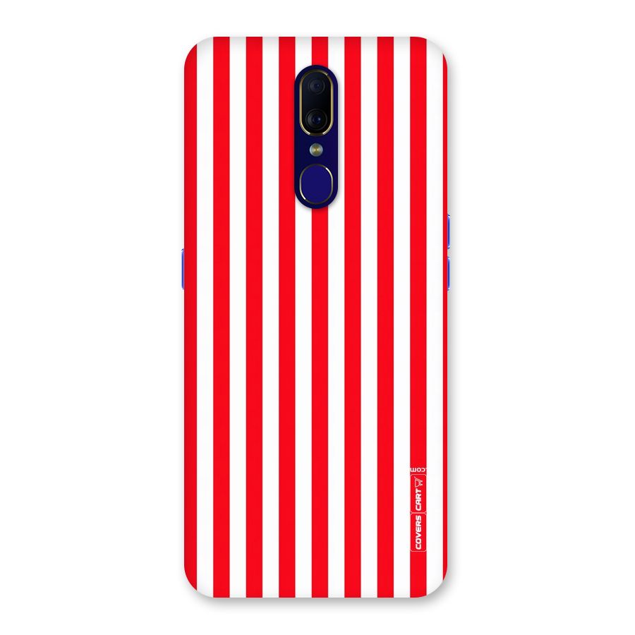 Red And White Straight Stripes Back Case for Oppo F11