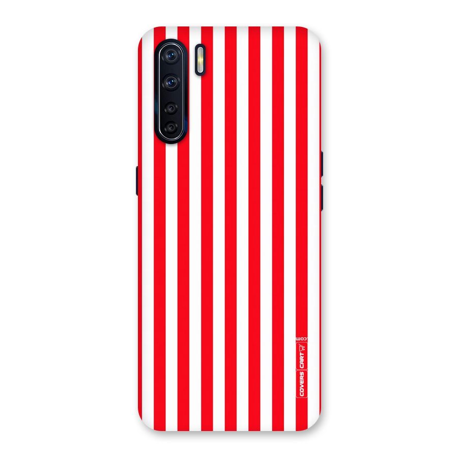 Red And White Straight Stripes Back Case for Oppo F15