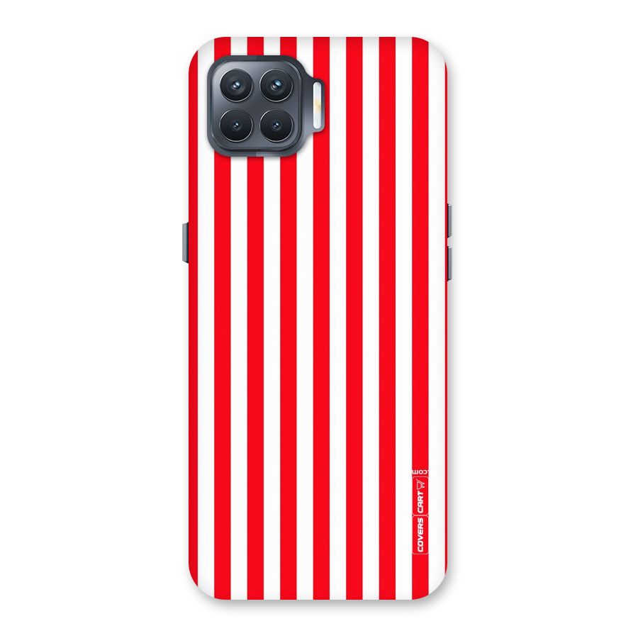 Red And White Straight Stripes Back Case for Oppo F17 Pro