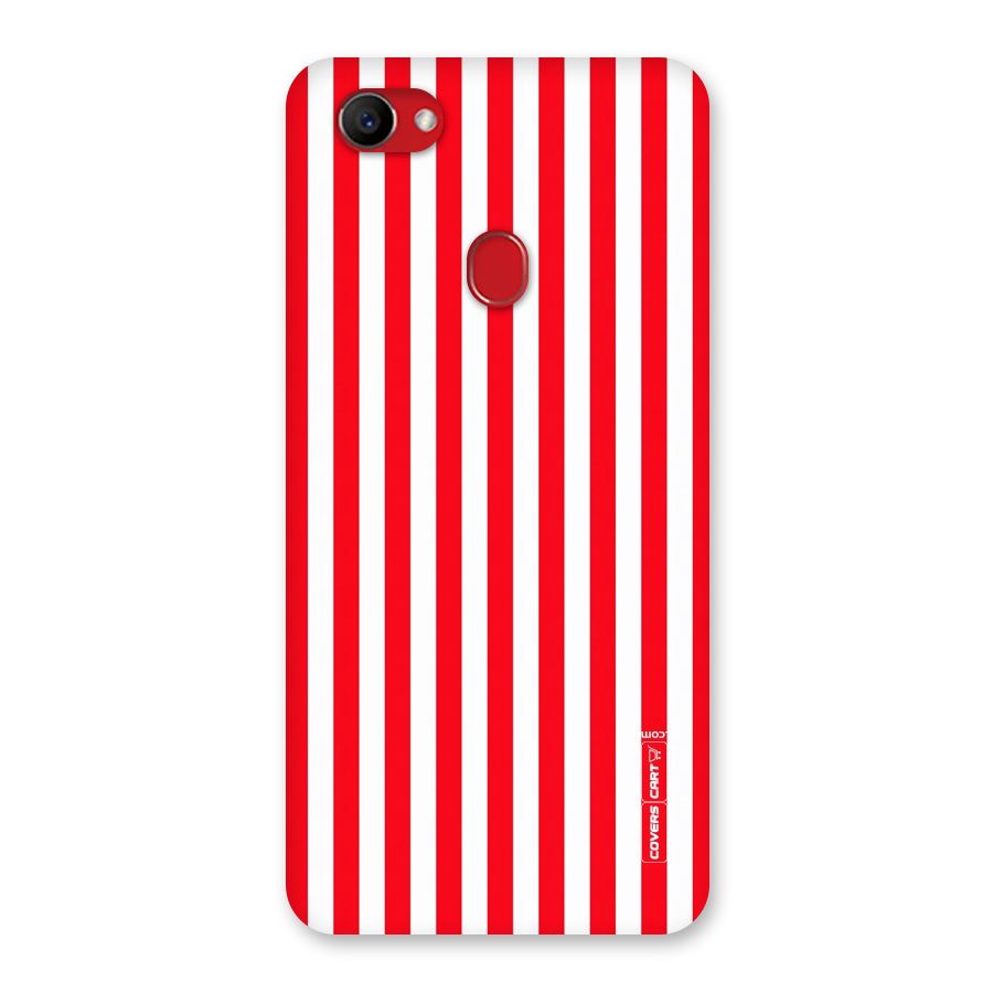 Red And White Straight Stripes Back Case for Oppo F7