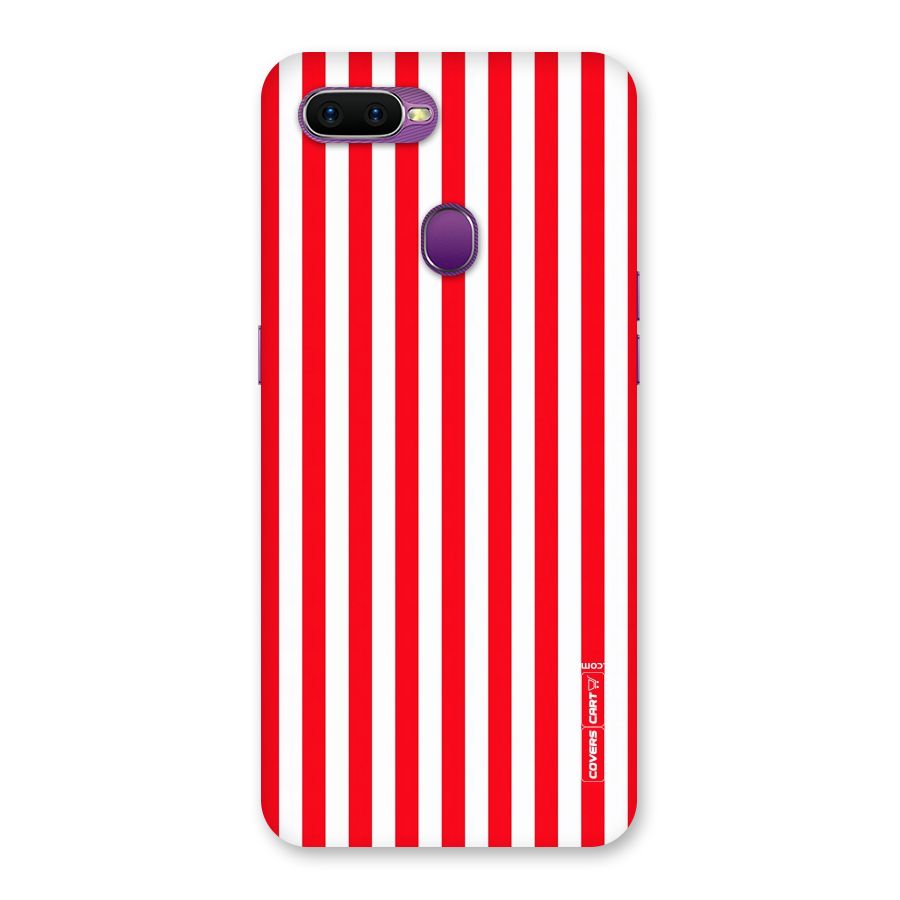 Red And White Straight Stripes Back Case for Oppo F9