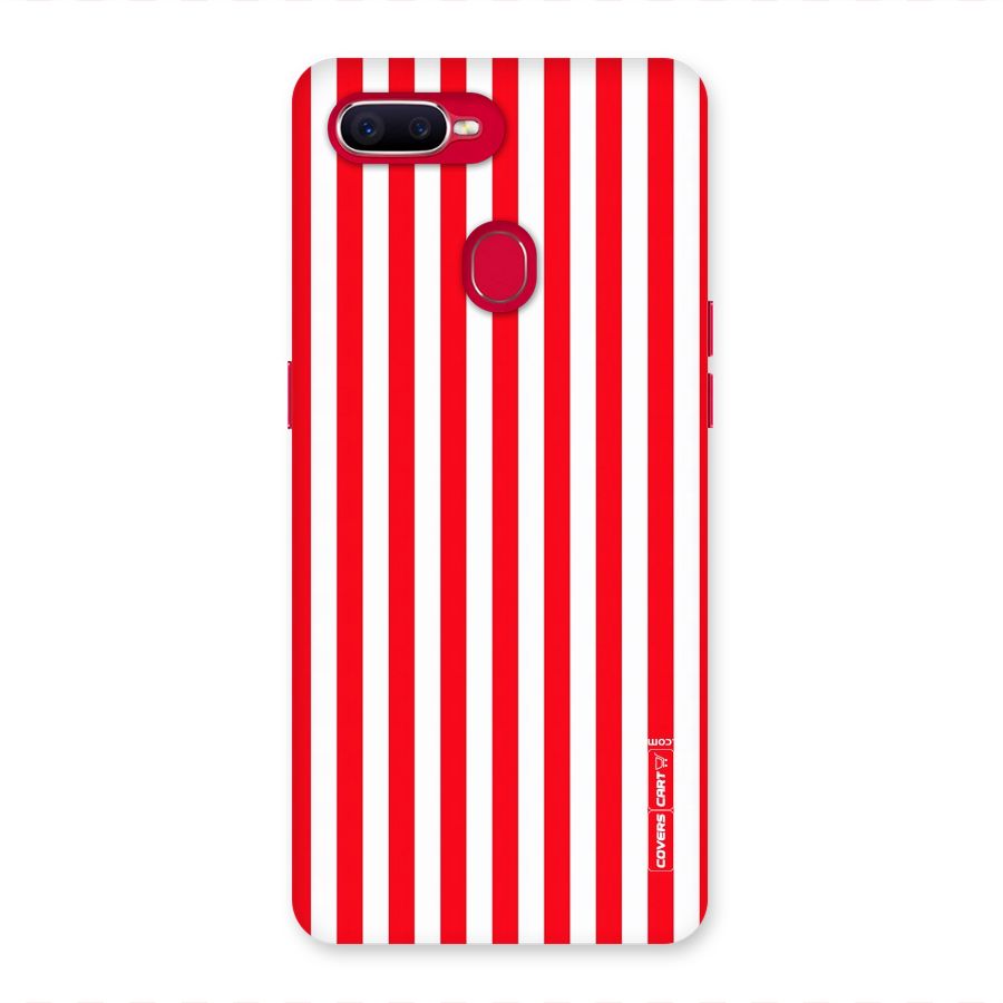 Red And White Straight Stripes Back Case for Oppo F9 Pro