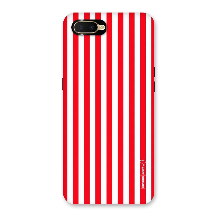 Red And White Straight Stripes Back Case for Oppo K1