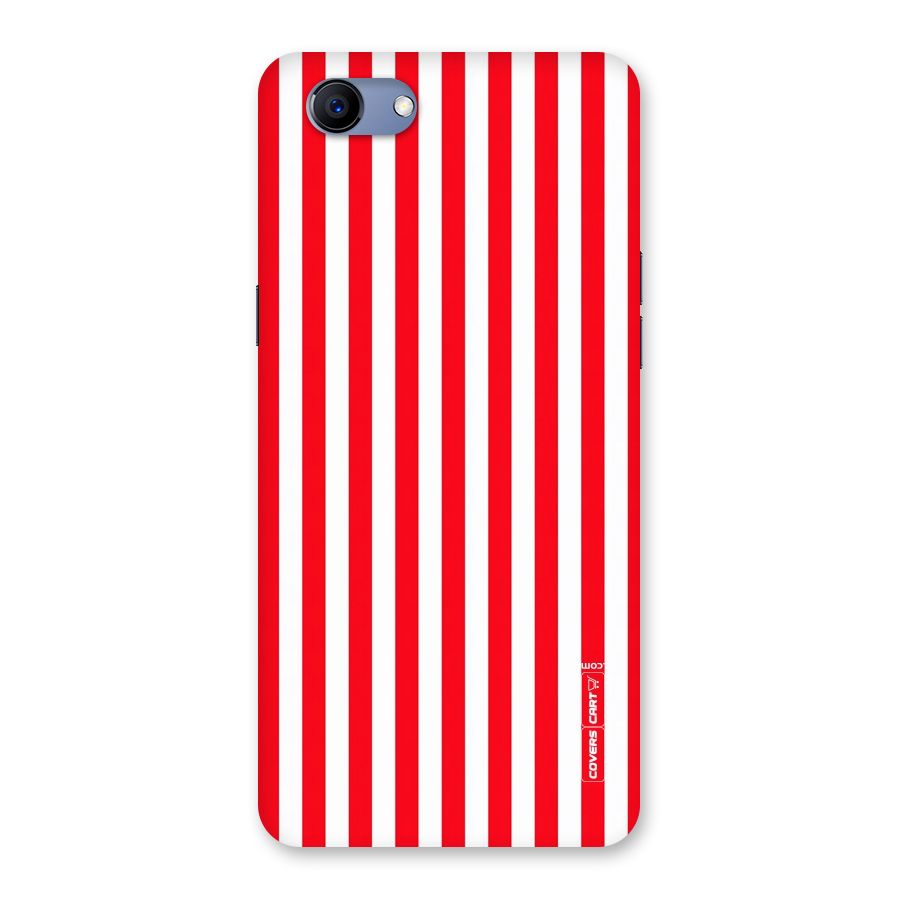 Red And White Straight Stripes Back Case for Oppo Realme 1