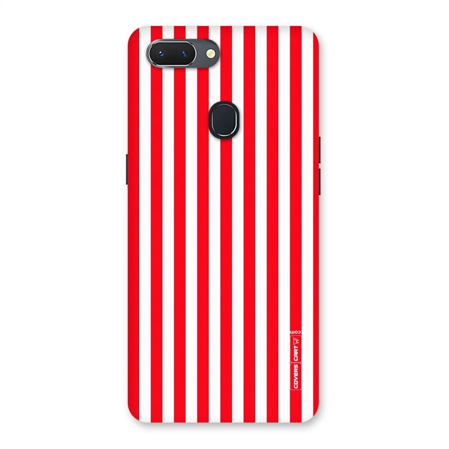 Red And White Straight Stripes Back Case for Oppo Realme 2