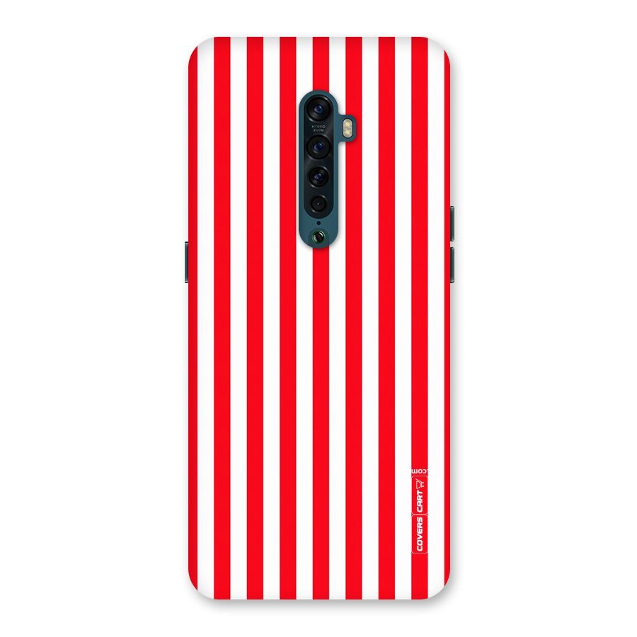 Red And White Straight Stripes Back Case for Oppo Reno2
