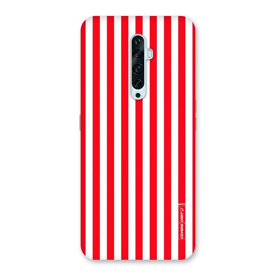 Red And White Straight Stripes Back Case for Oppo Reno2 Z