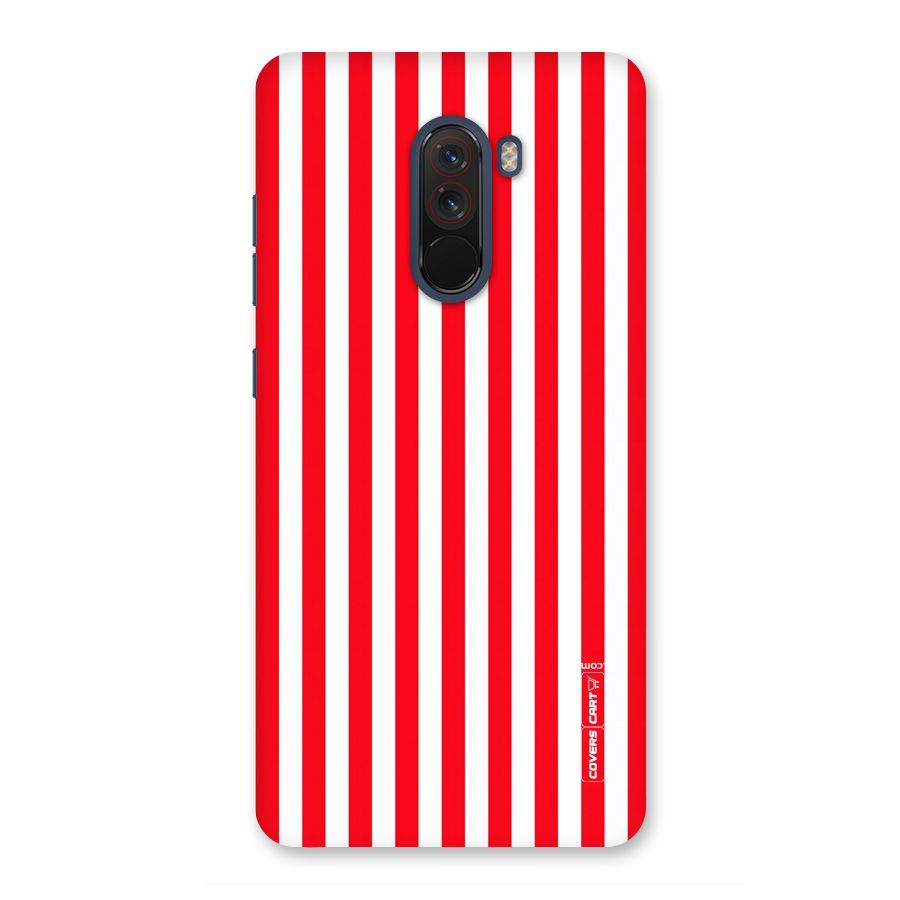 Red And White Straight Stripes Back Case for Poco F1