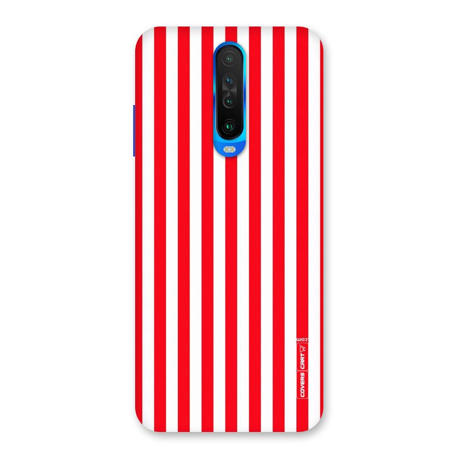 Red And White Straight Stripes Back Case for Poco X2
