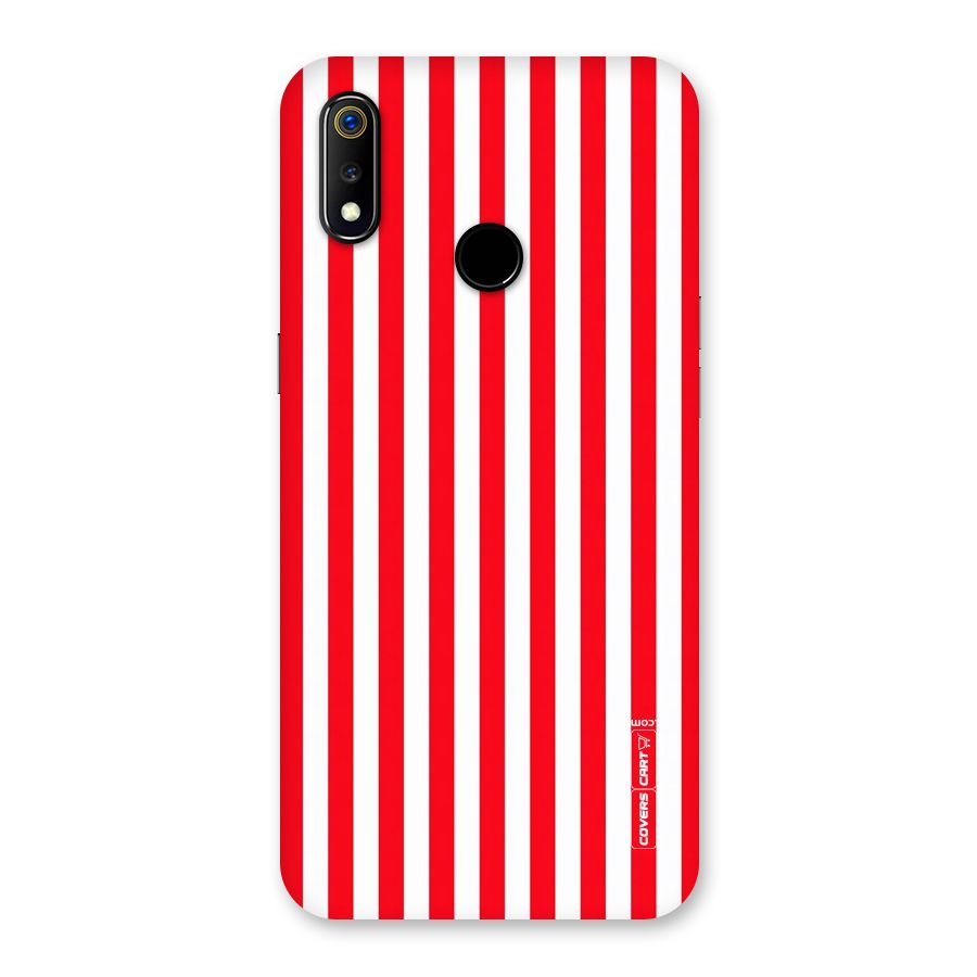 Red And White Straight Stripes Back Case for Realme 3