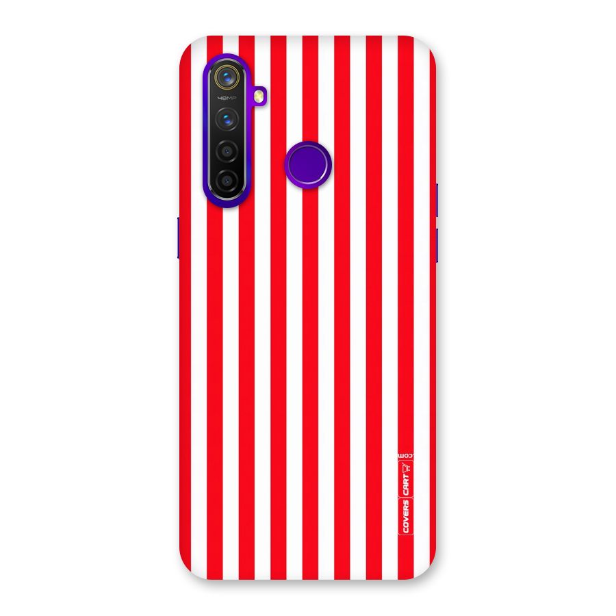 Red And White Straight Stripes Back Case for Realme 5 Pro