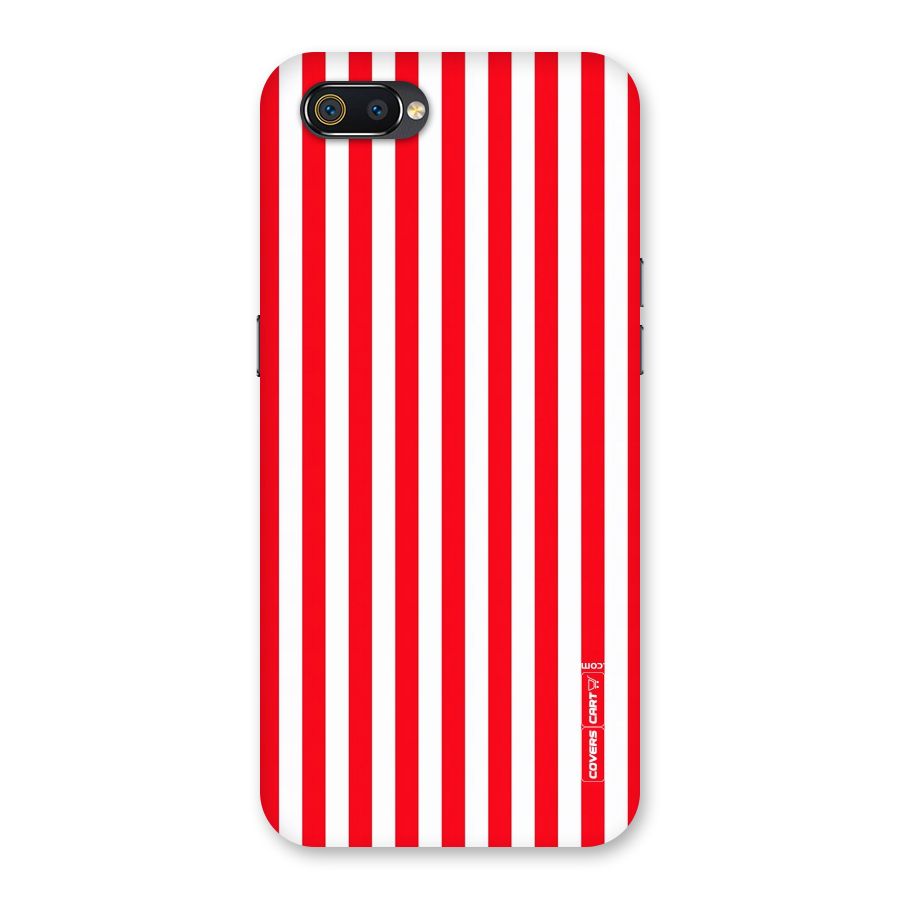 Red And White Straight Stripes Back Case for Realme C2