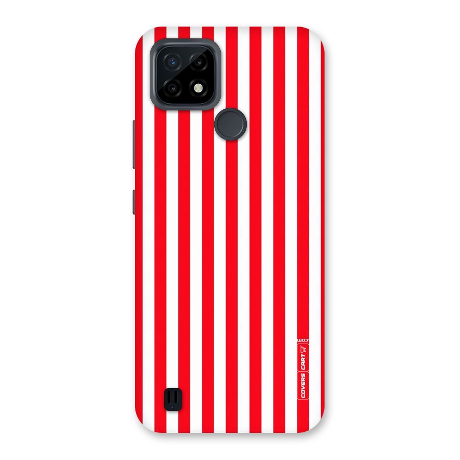 Red And White Straight Stripes Back Case for Realme C21