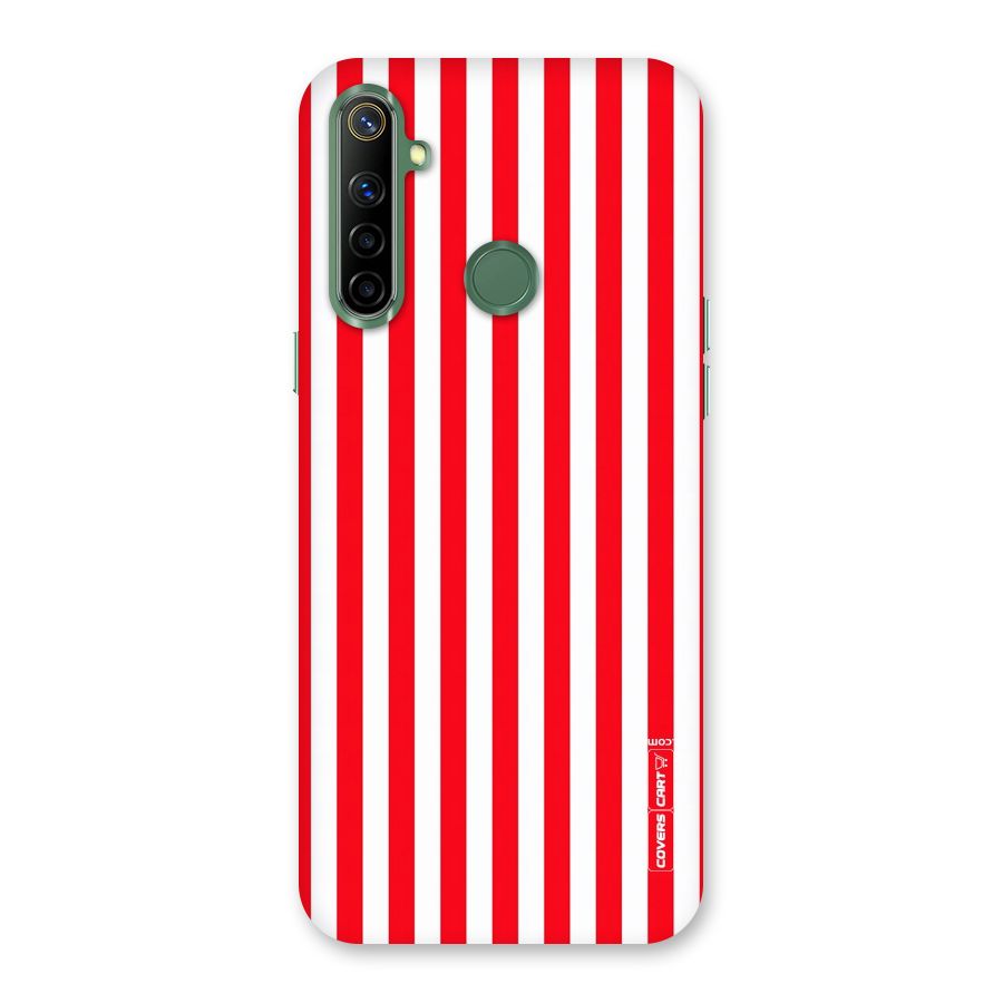 Red And White Straight Stripes Back Case for Realme Narzo 10