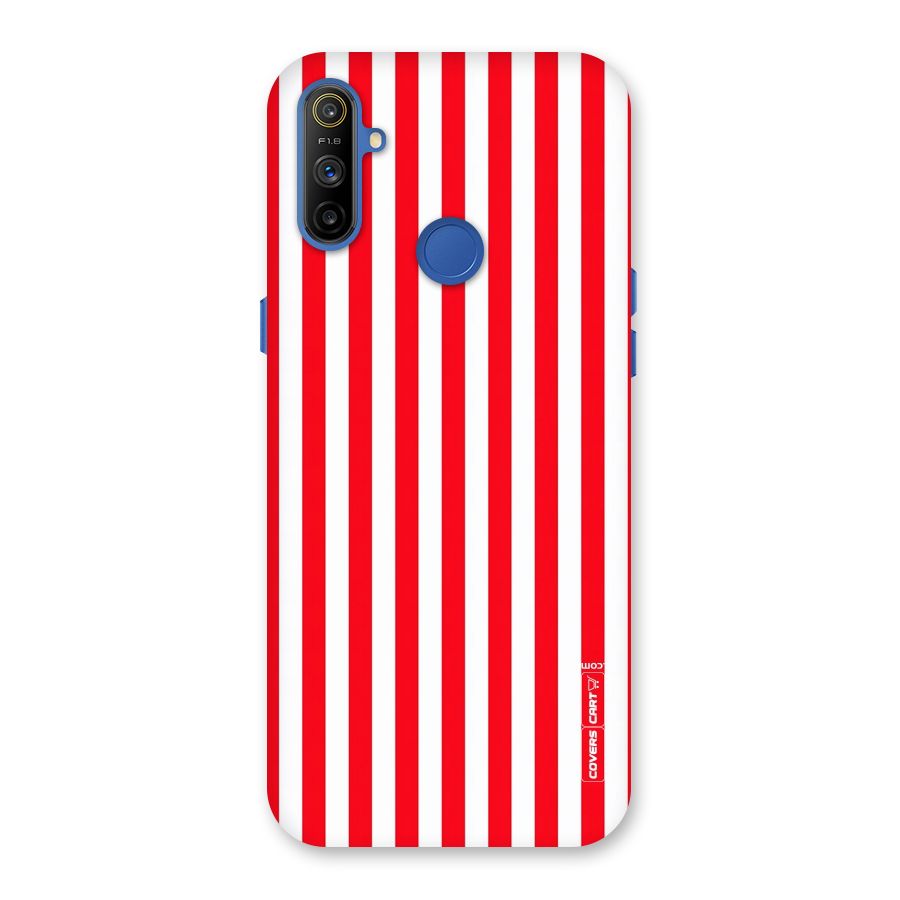 Red And White Straight Stripes Back Case for Realme Narzo 10A