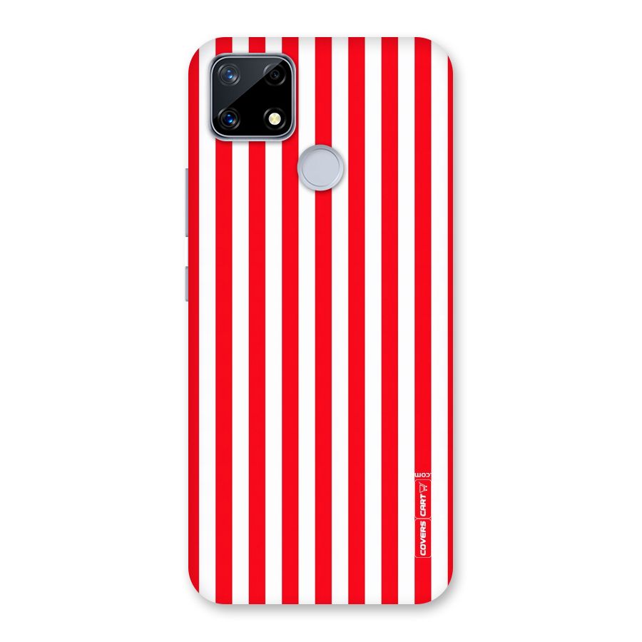 Red And White Straight Stripes Back Case for Realme Narzo 20
