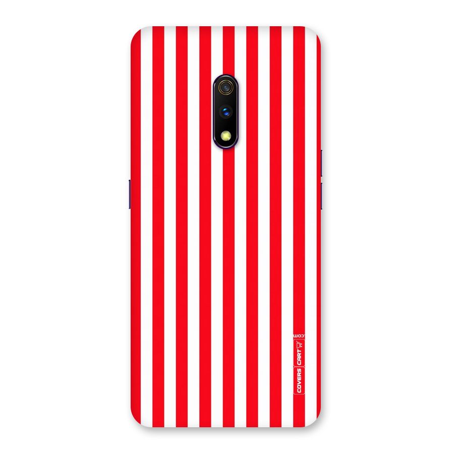 Red And White Straight Stripes Back Case for Realme X
