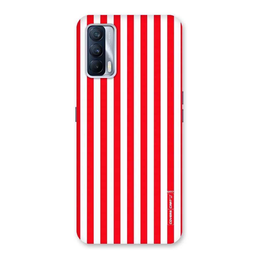 Red And White Straight Stripes Back Case for Realme X7