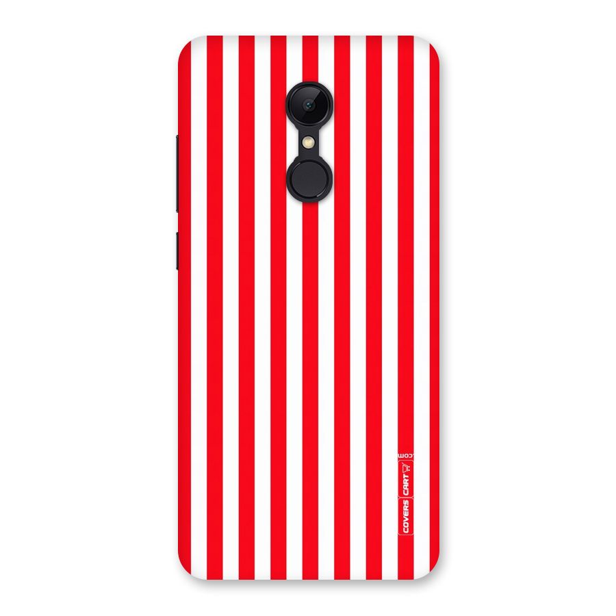 Red And White Straight Stripes Back Case for Redmi 5