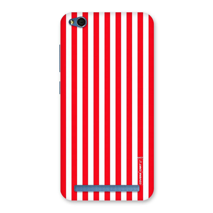 Red And White Straight Stripes Back Case for Redmi 5A