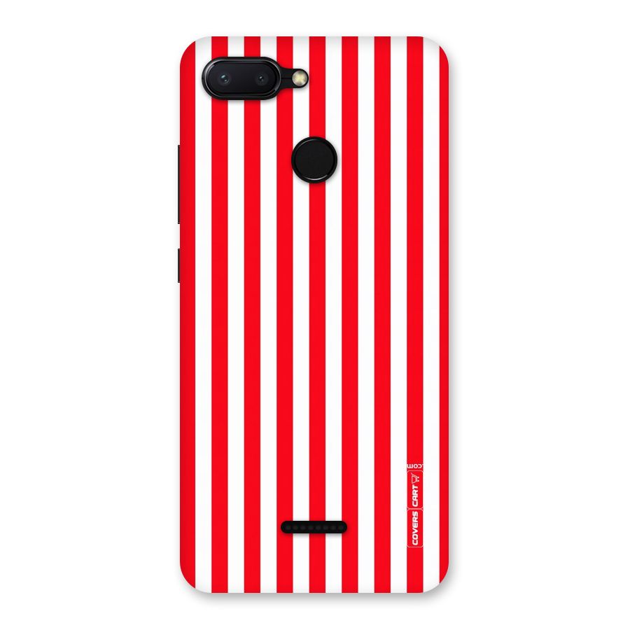 Red And White Straight Stripes Back Case for Redmi 6