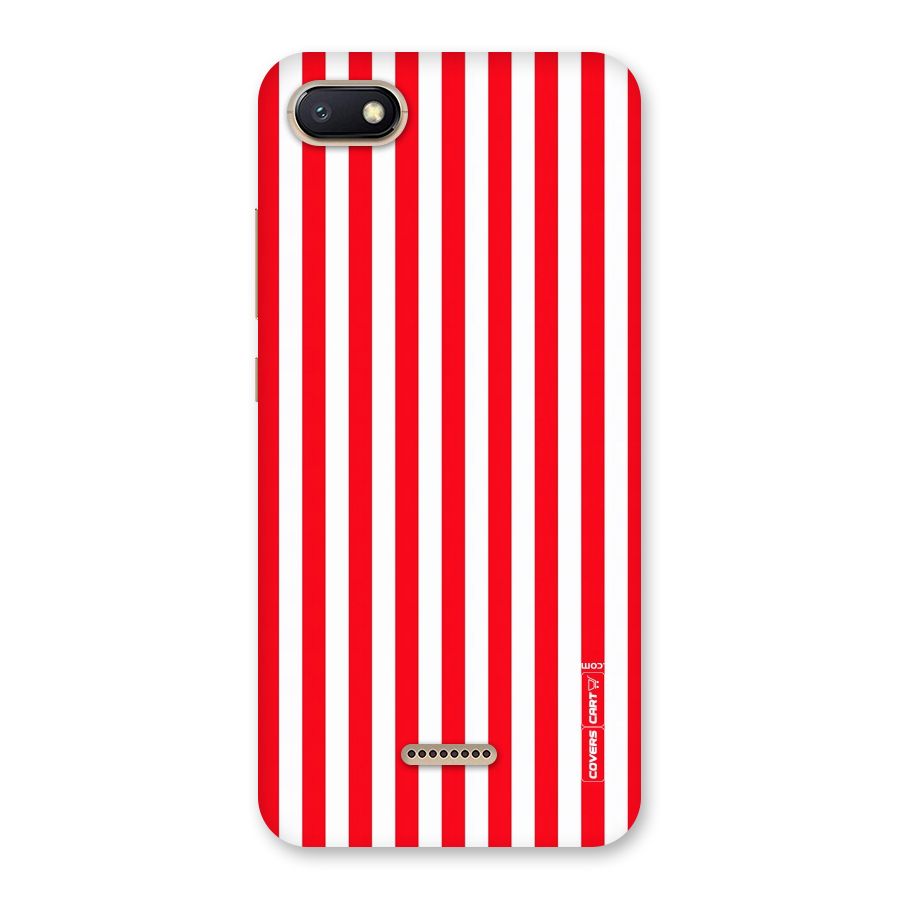 Red And White Straight Stripes Back Case for Redmi 6A