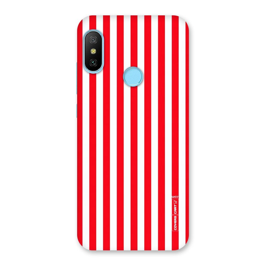 Red And White Straight Stripes Back Case for Redmi 6 Pro
