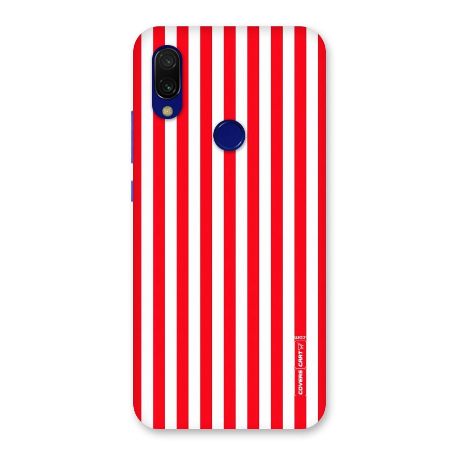 Red And White Straight Stripes Back Case for Redmi 7