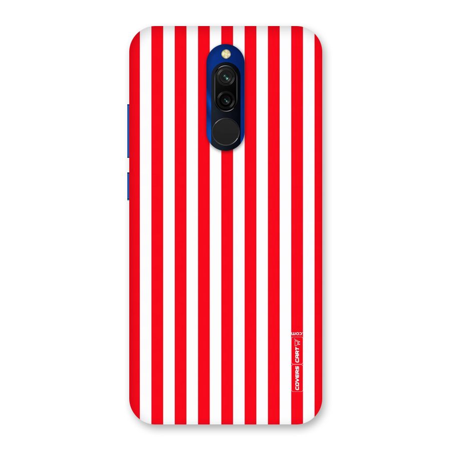 Red And White Straight Stripes Back Case for Redmi 8