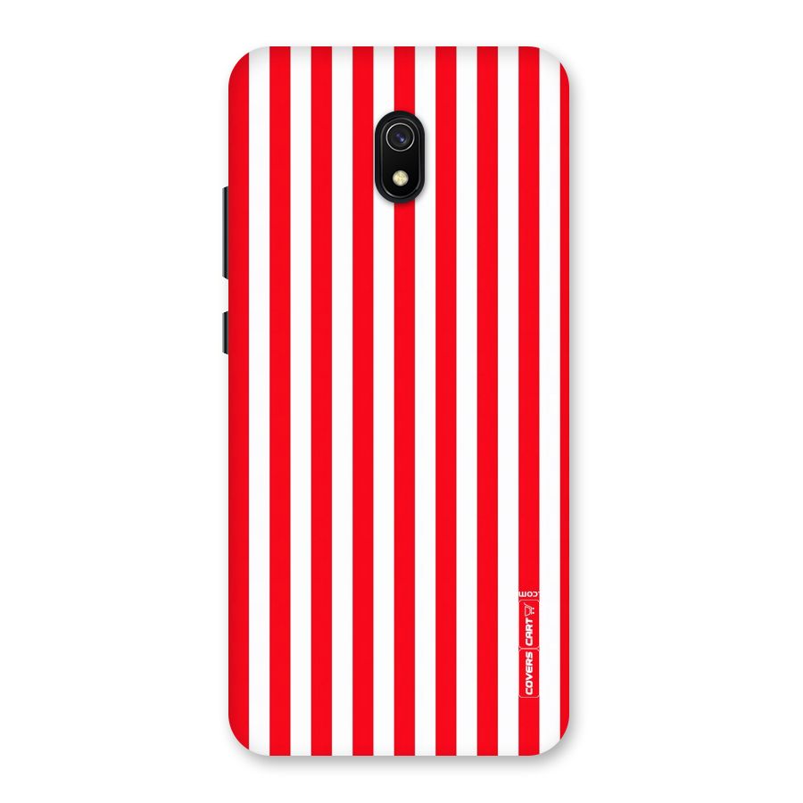 Red And White Straight Stripes Back Case for Redmi 8A