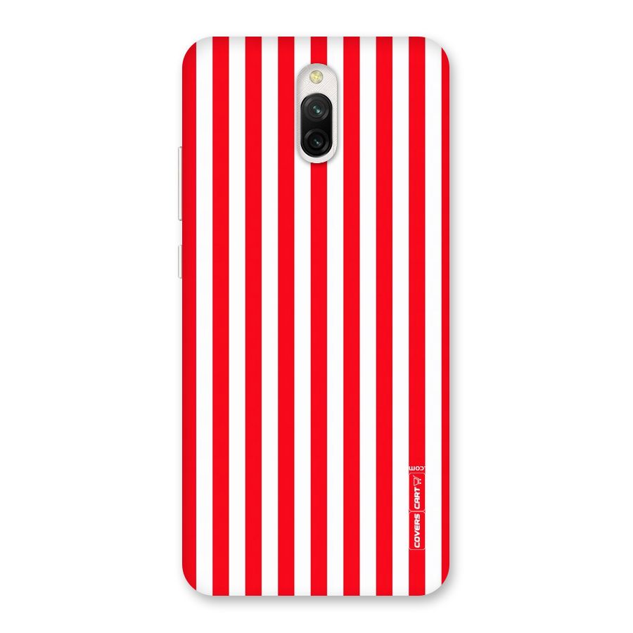 Red And White Straight Stripes Back Case for Redmi 8A Dual