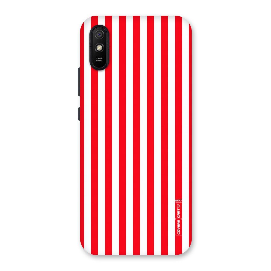 Red And White Straight Stripes Back Case for Redmi 9A