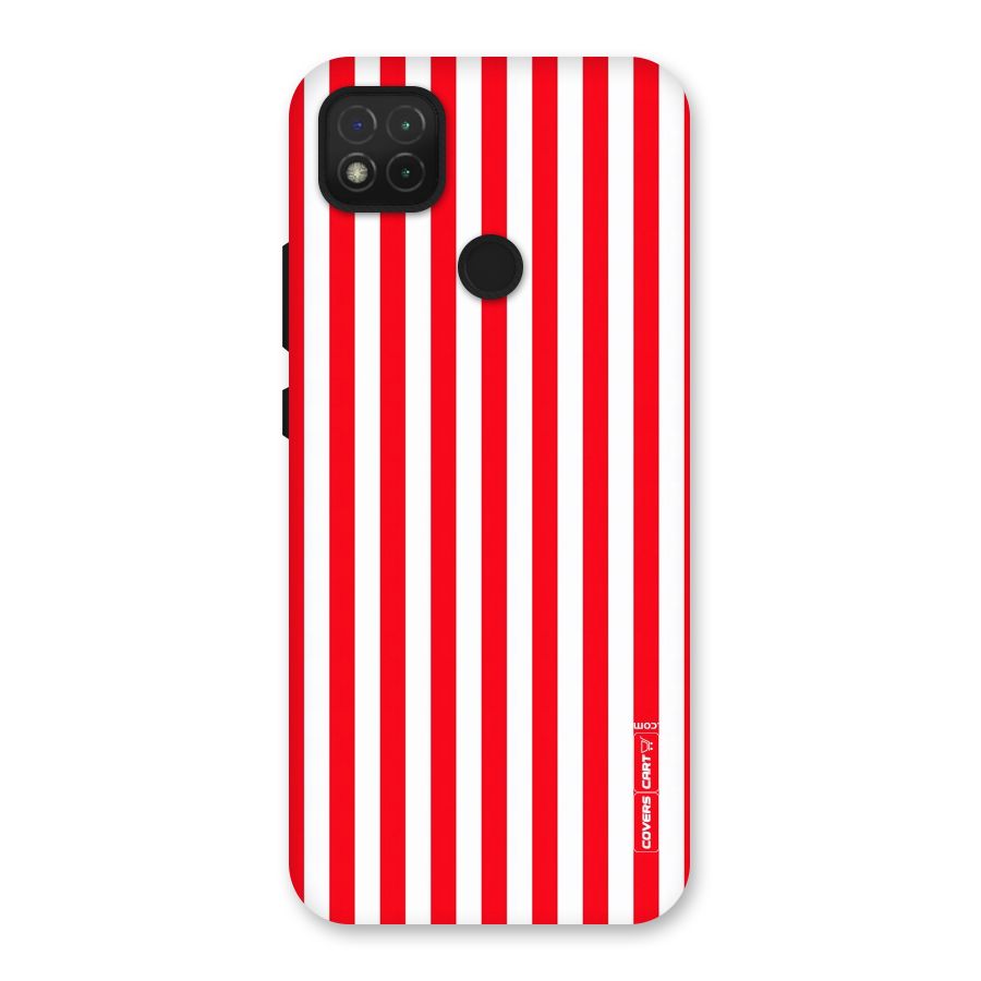 Red And White Straight Stripes Back Case for Redmi 9C