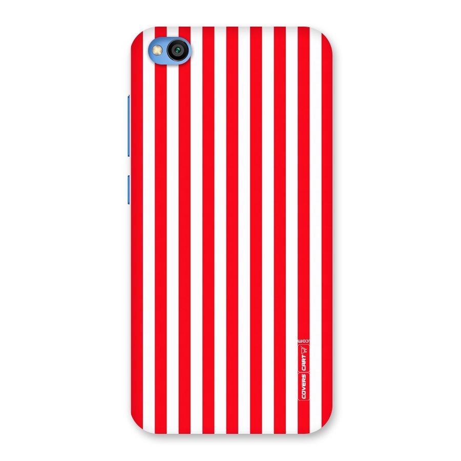 Red And White Straight Stripes Back Case for Redmi Go