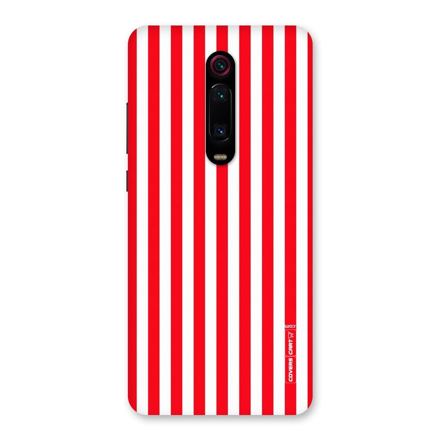 Red And White Straight Stripes Back Case for Redmi K20