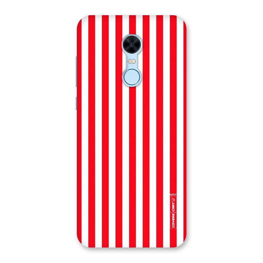 Red And White Straight Stripes Back Case for Redmi Note 5