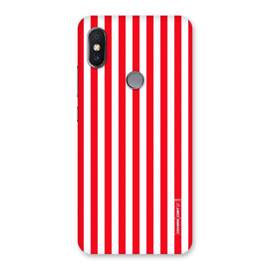 Red And White Straight Stripes Back Case for Redmi Y2