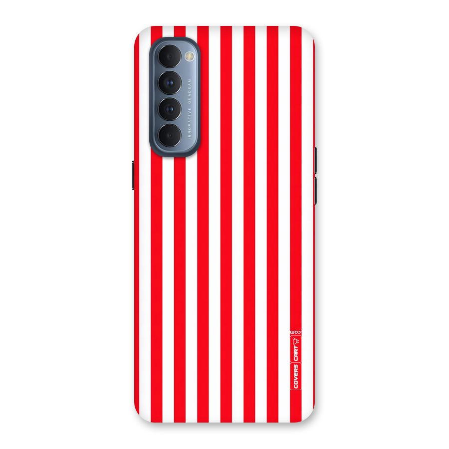Red And White Straight Stripes Back Case for Reno4 Pro